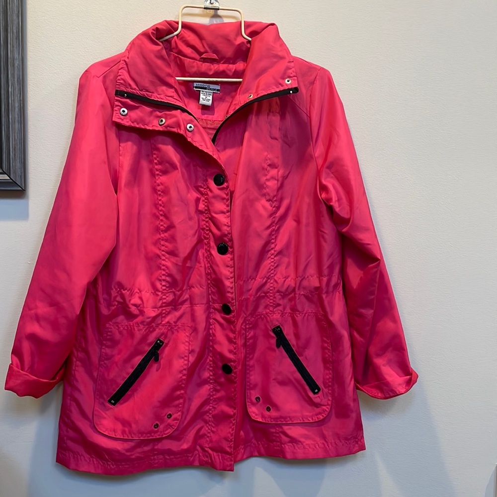Vintage 80/90s hot pink windbreaker - size medium EUC